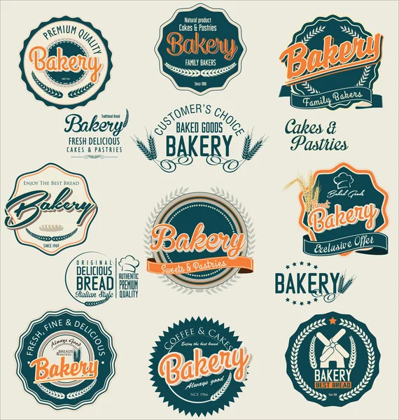 Panadería colección etiquetas retro — Vector de stock