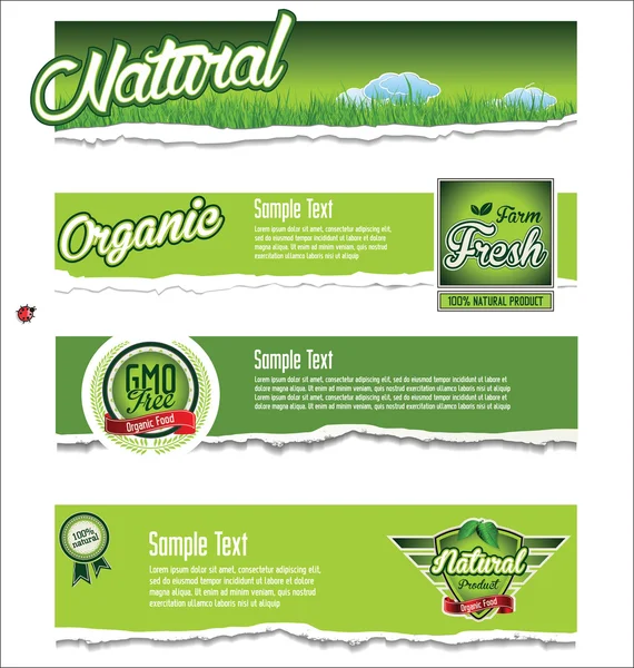 Ecologie, organic, natuur groene banner collectie — Stockvector