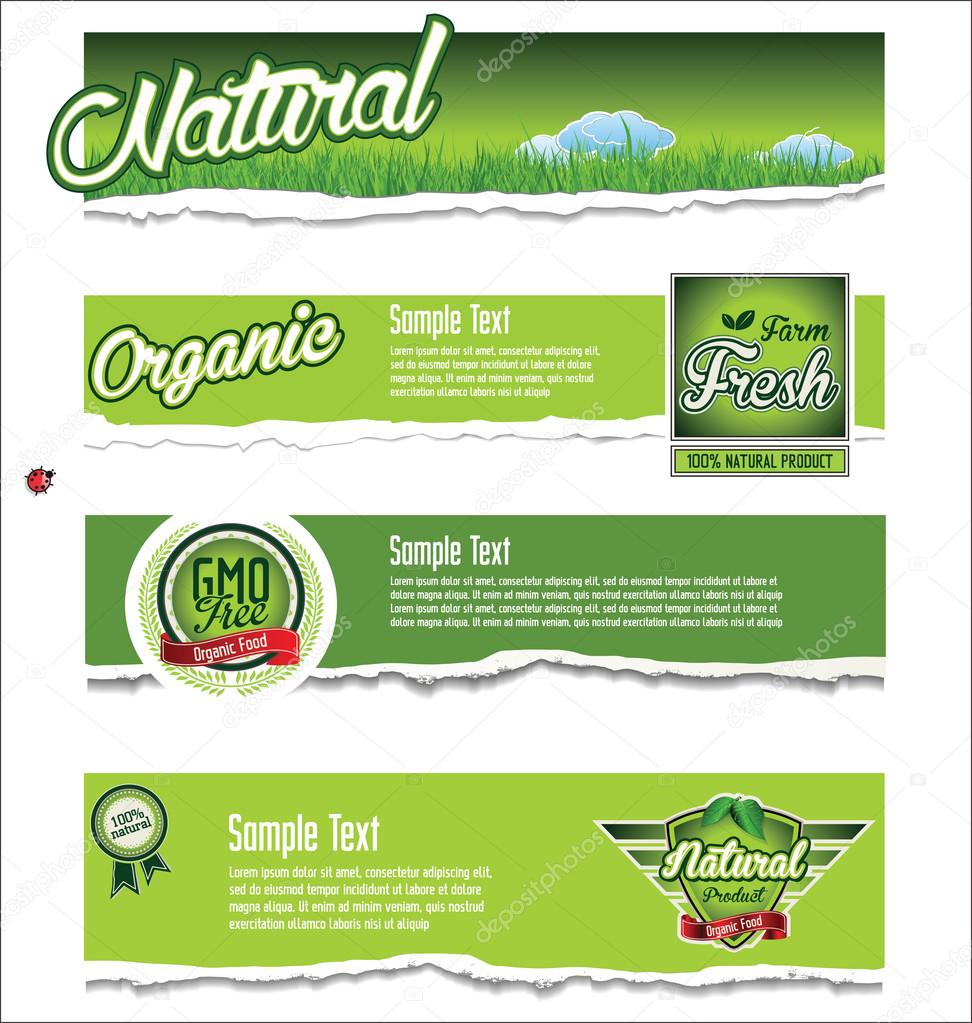 Ecology, organic, nature green banner collection