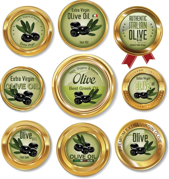 Set etichette in oro oliva — Vettoriale Stock