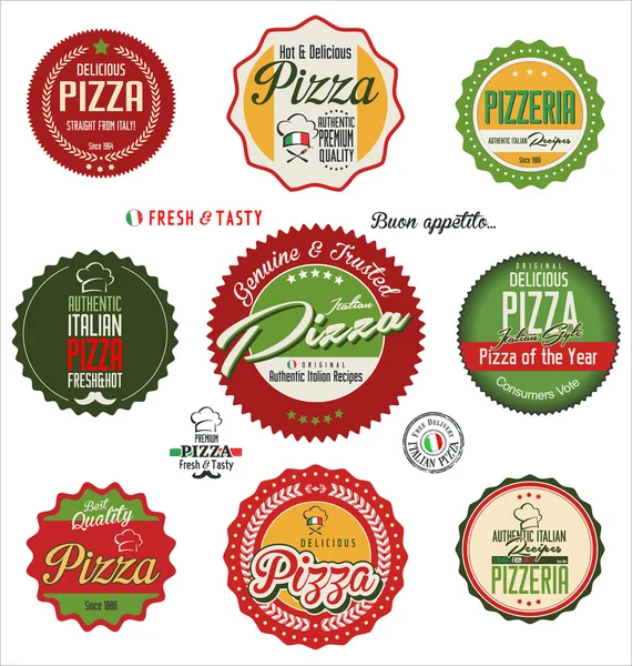 Pizza retro etiketten — Stockvector