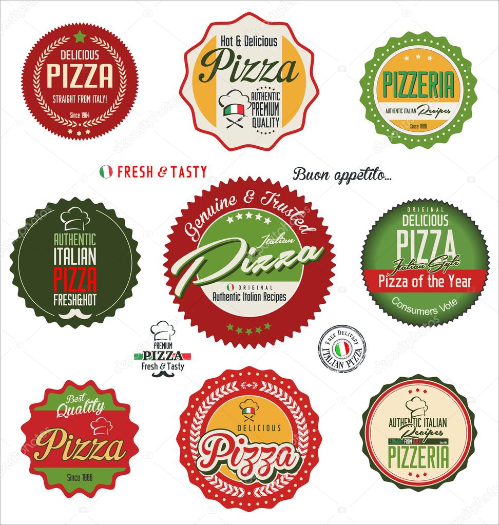 Pizza retro labels