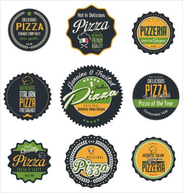 Pizza retro etiketleri