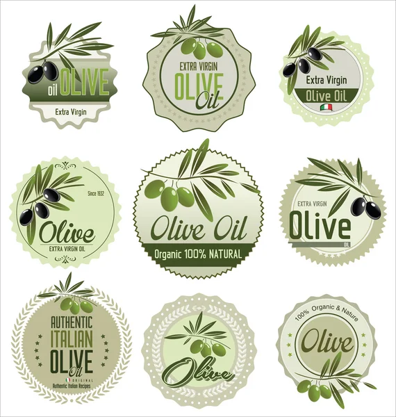 Olive etichette retrò — Vettoriale Stock