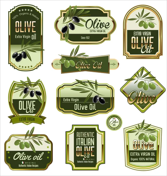 Set etichette olive — Vettoriale Stock