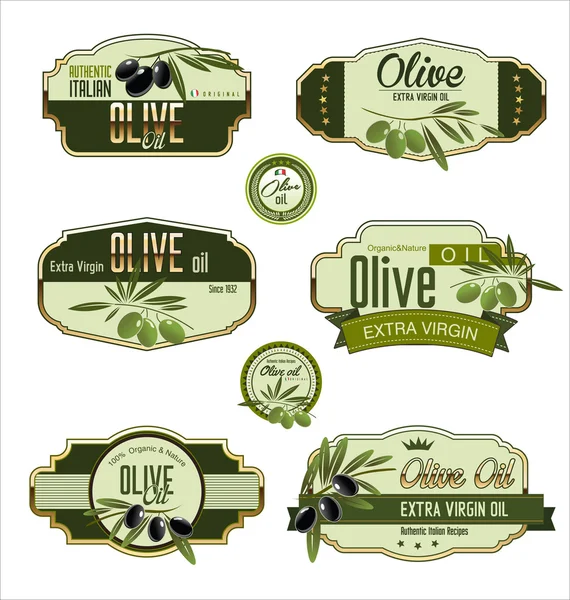 Оливковые золотые этикетки — стоковый вектор
