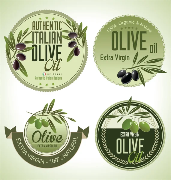 Zestaw etykiet oliwek — Wektor stockowy