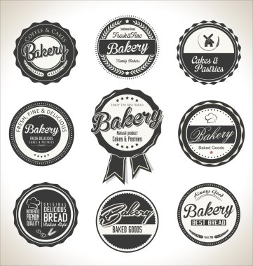 fırın retro vintage etiketleri koleksiyonu