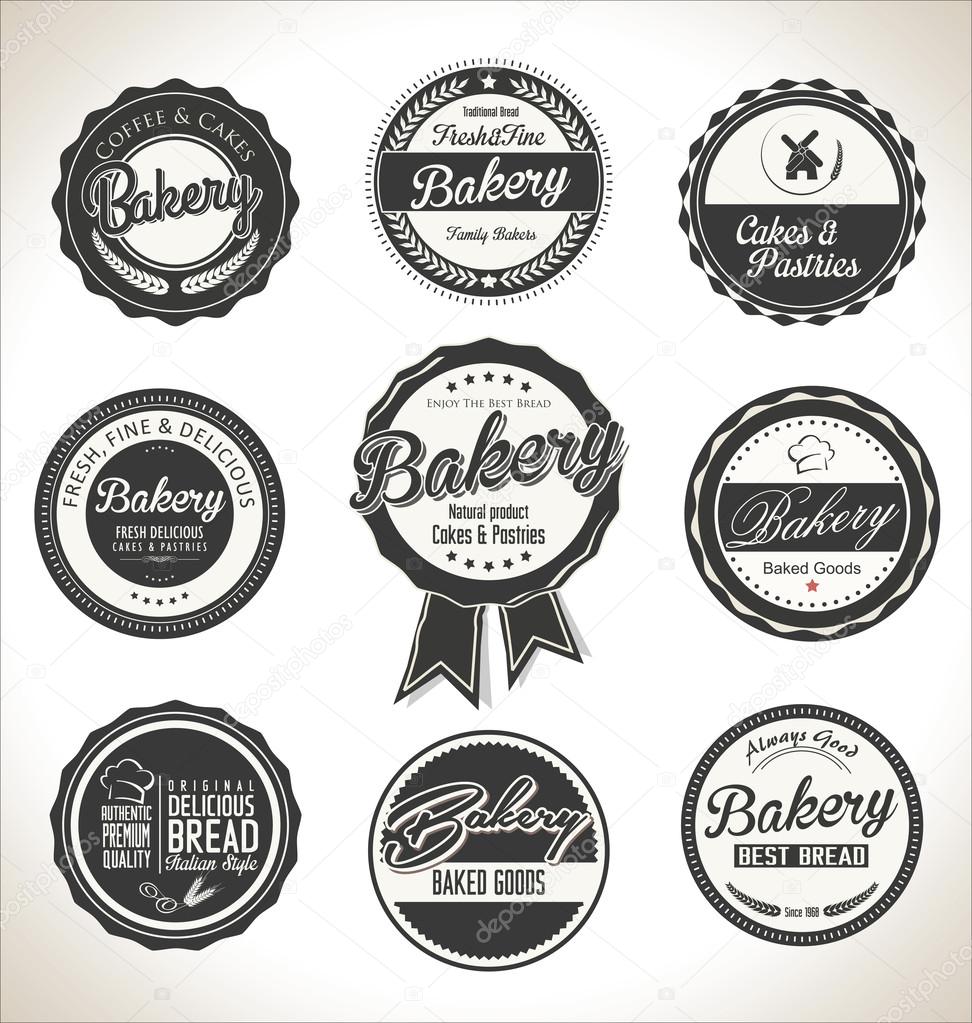 Bakery retro vintage labels collection