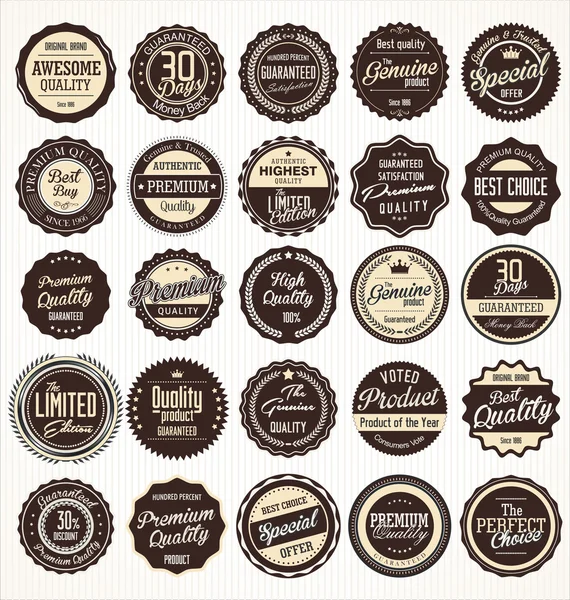 Premie, kwaliteit retro vintage etiketten collectie — Stockvector