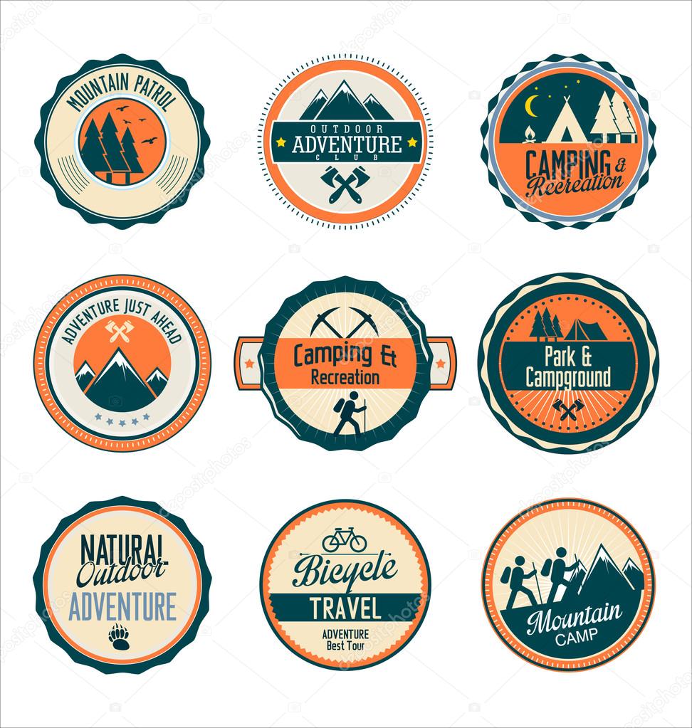 Set of outdoor adventure retro labels