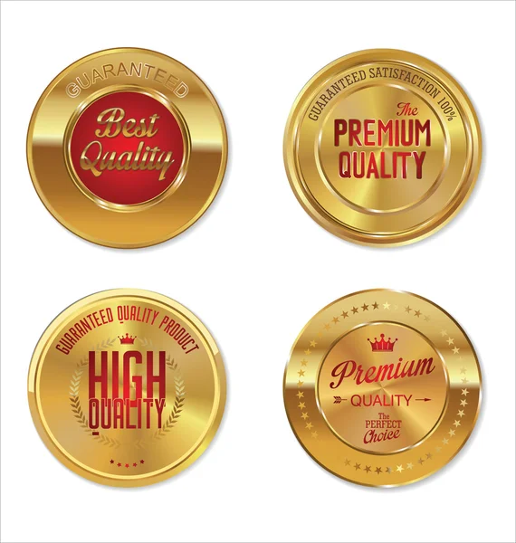 Gouden metalen badges — Stockvector