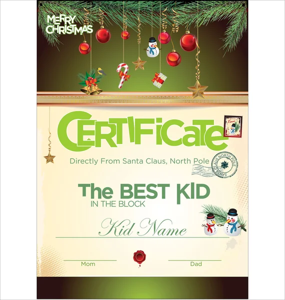 Kinderen certificaat voor Kerstmis — Stockvector