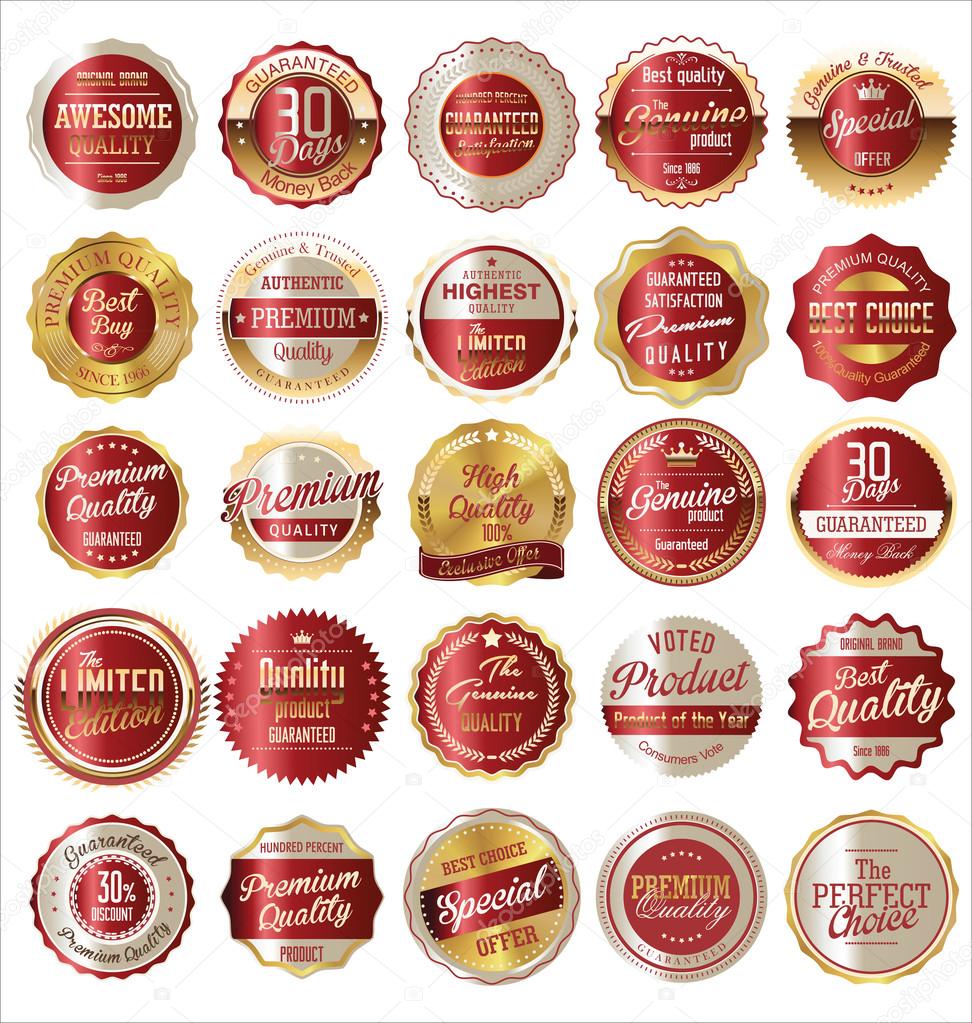 Premium, quality retro vintage golden labels collection