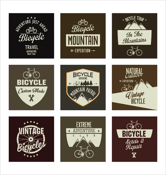 Bicycle retro vintage badge collection — Stock Vector