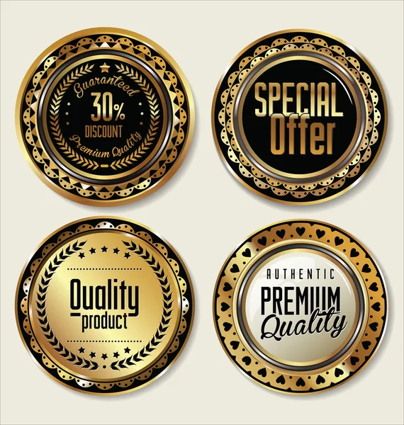 Golden labels collection — Stock Vector