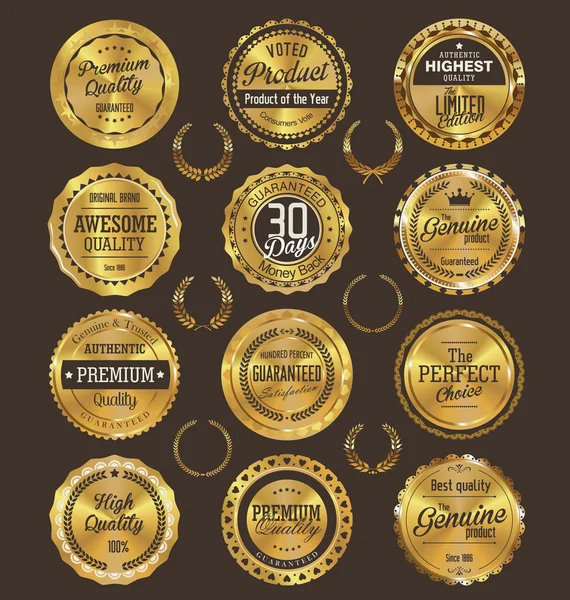 Premium quality golden labels collection — Stock Vector