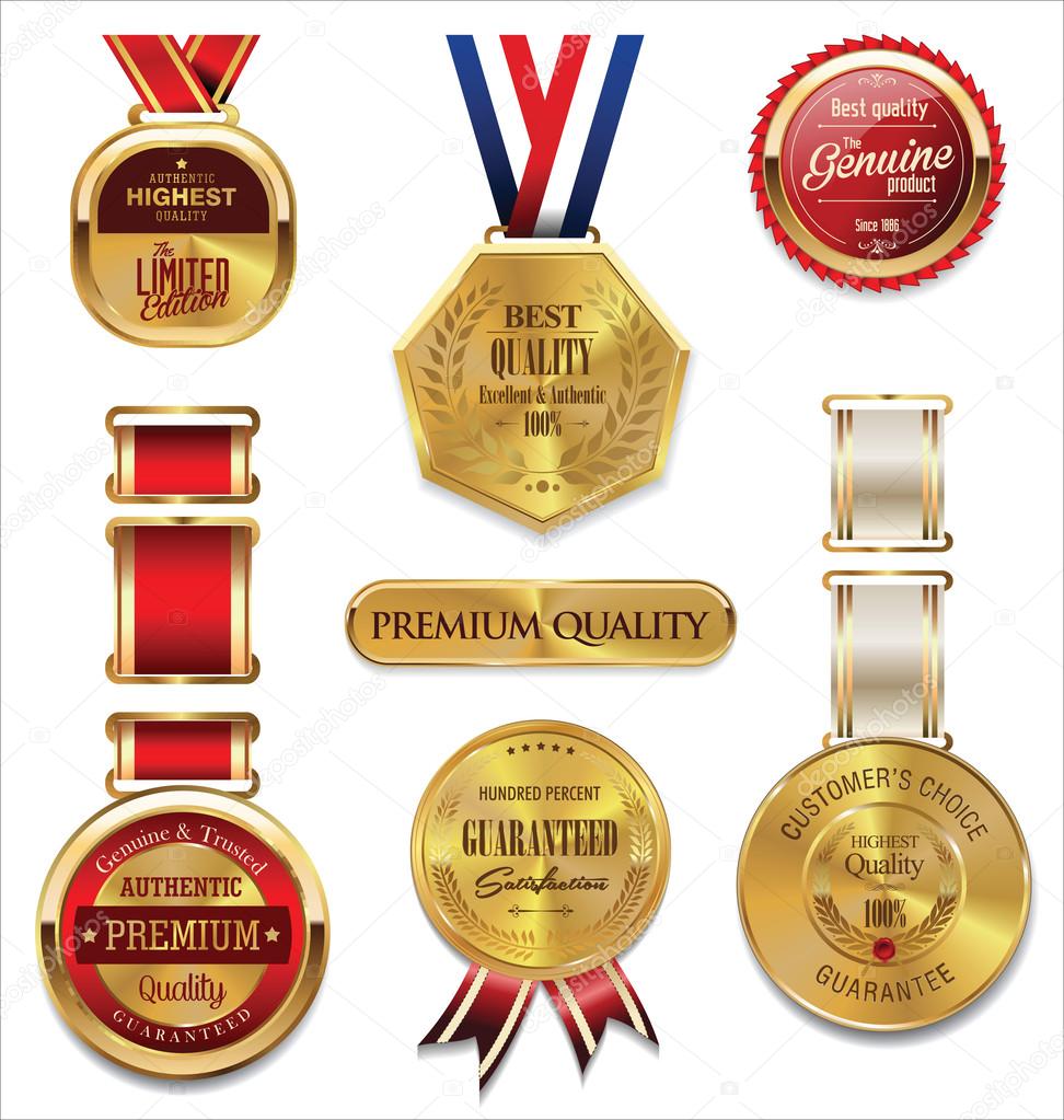 Premium quality gold and red medal collection