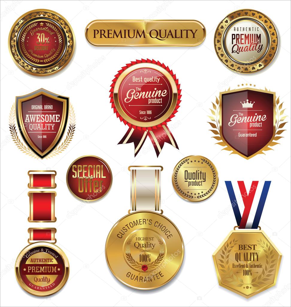 Premium quality gold and red medal collection