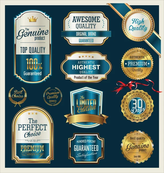 Premium, collection d'étiquettes vintage rétro de qualité — Image vectorielle