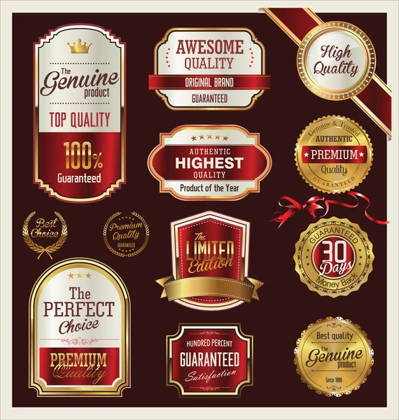 Premium quality retro red labels collection — Stock Vector