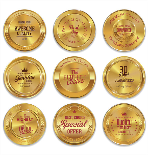 Golden metal badges colection