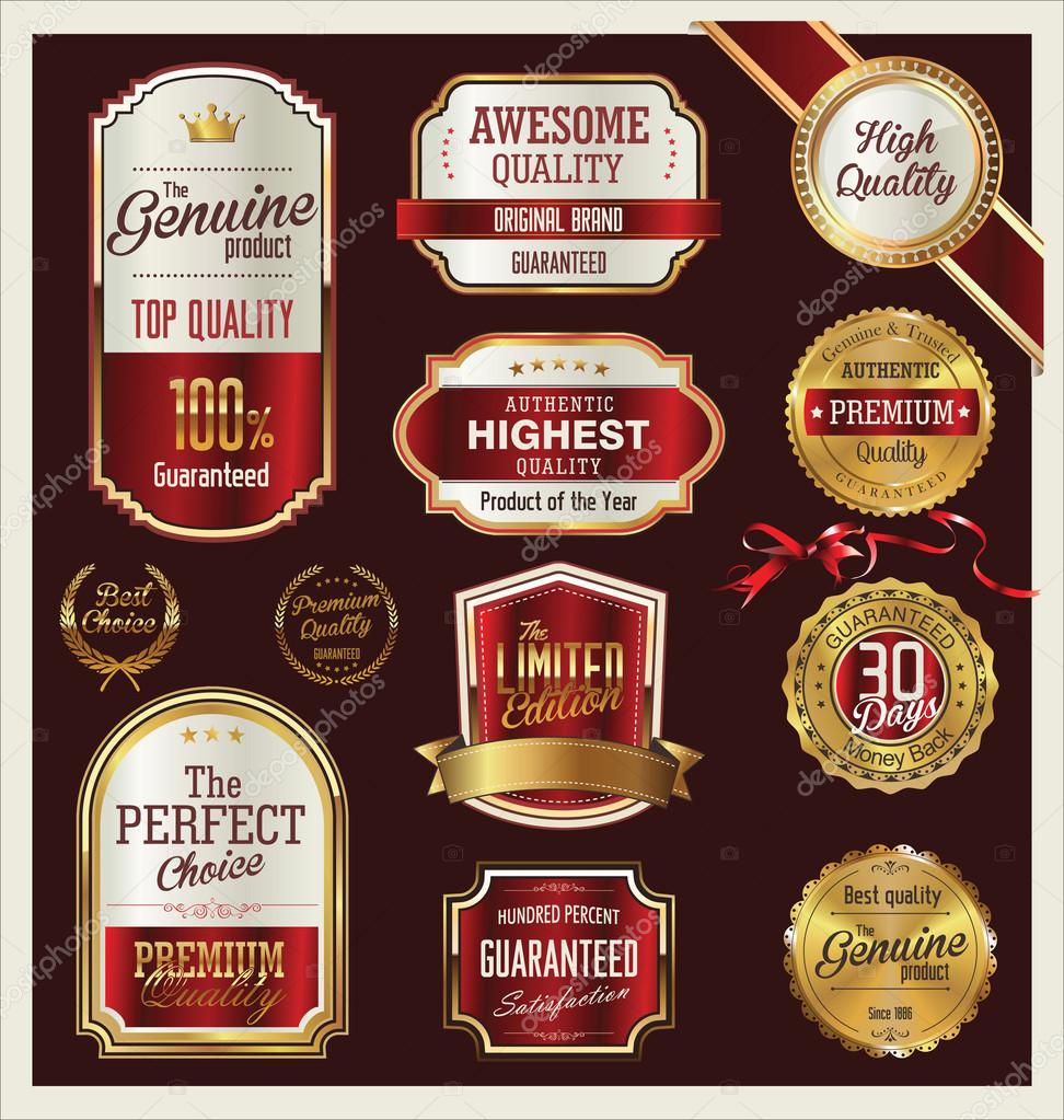 Premium quality retro red labels collection