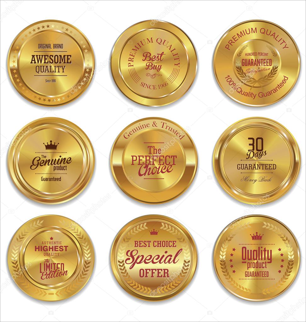 Golden metal badges colection