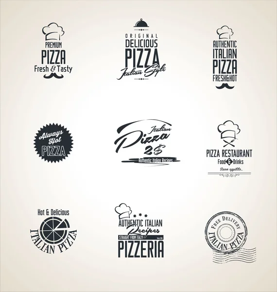 Pizza retro etiketter — Stock vektor