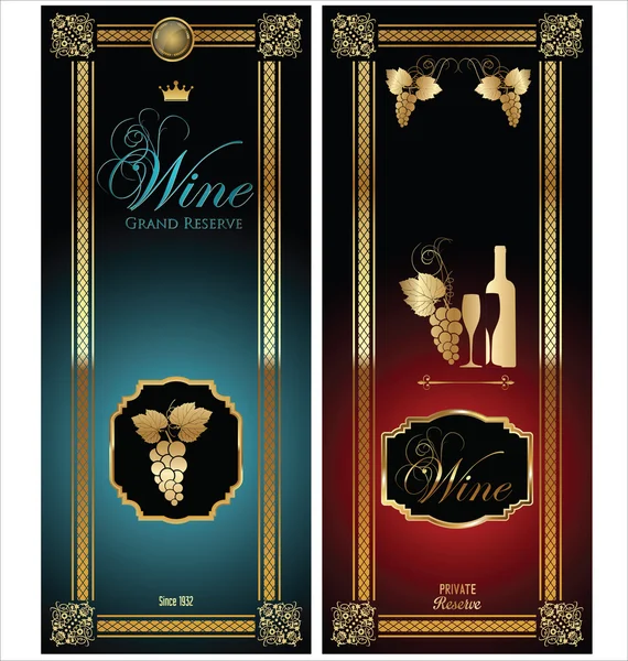 Altın şarap etiket koleksiyonu — Stok Vektör