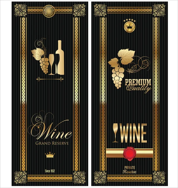 Colecção de rótulo de vinho dourado — Vetor de Stock