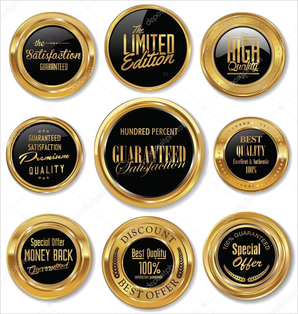 Premium quality gold and brown badges