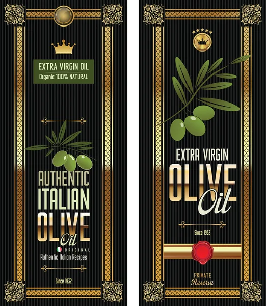 Oliva oro e nero banner raccoltaColección oro verde oliva y negro de la bandera — Διανυσματικό Αρχείο