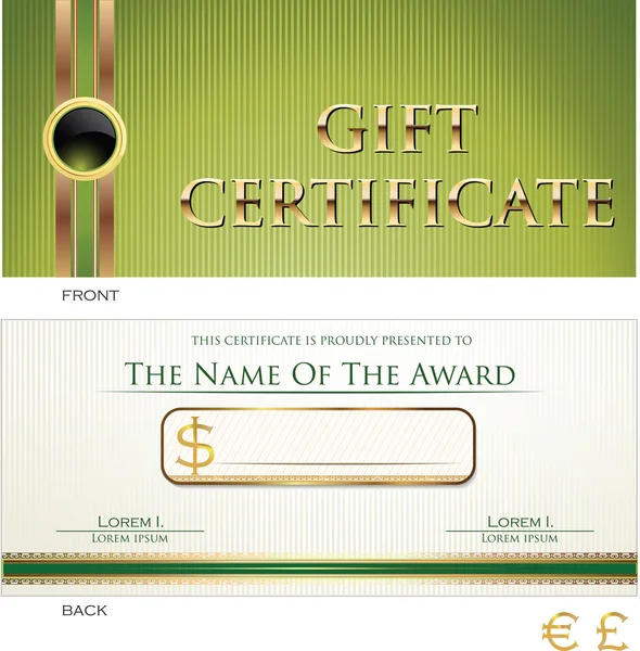 Modèle de certificat cadeau — Image vectorielle