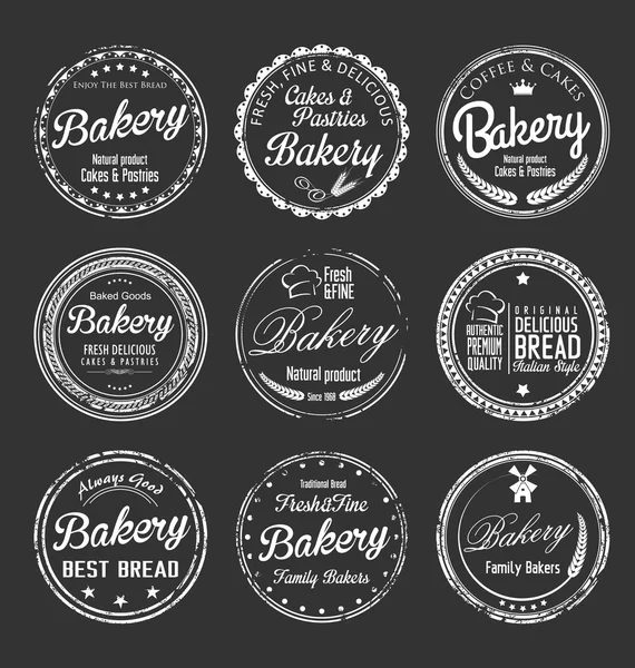 Panadería colección de sellos grunge retro — Vector de stock