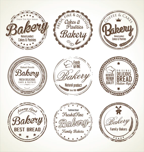 Panadería colección de sellos grunge retro — Vector de stock