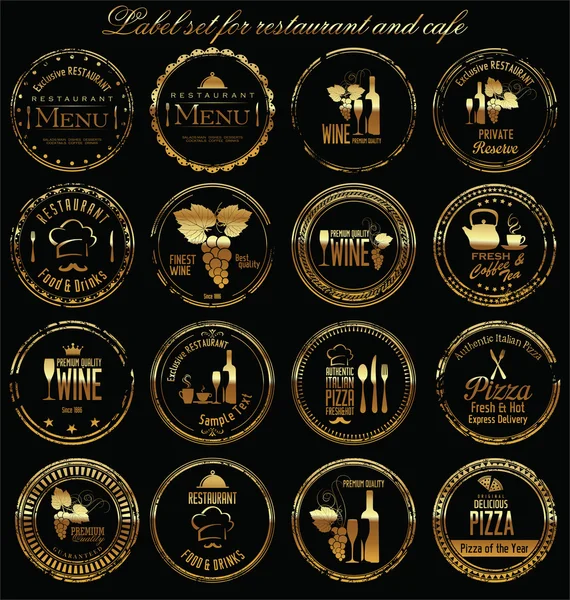 Set d'étiquettes pour restaurant et café — Image vectorielle