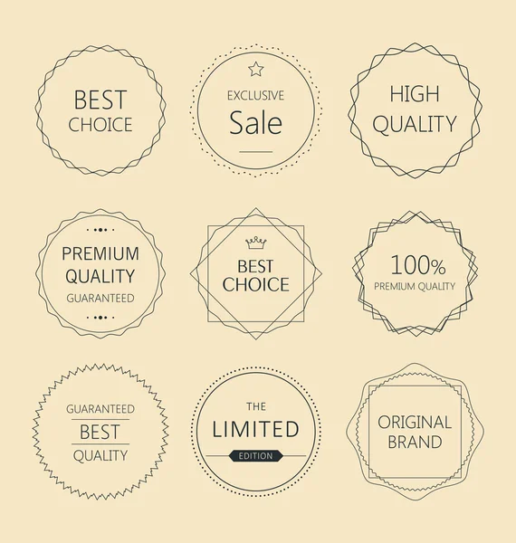 Set de insignias de calidad premium minimalista — Archivo Imágenes Vectoriales