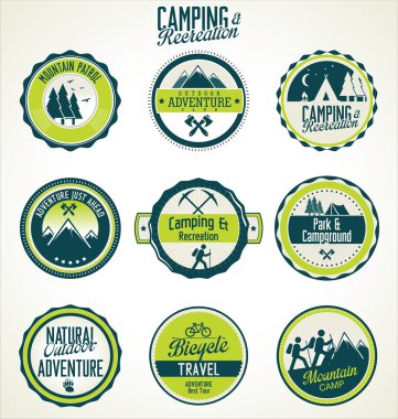 Set of vintage outdoor camp badges