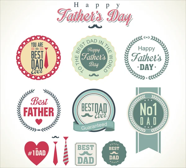 Vintage Happy Fathers Day badges — Stock Vector