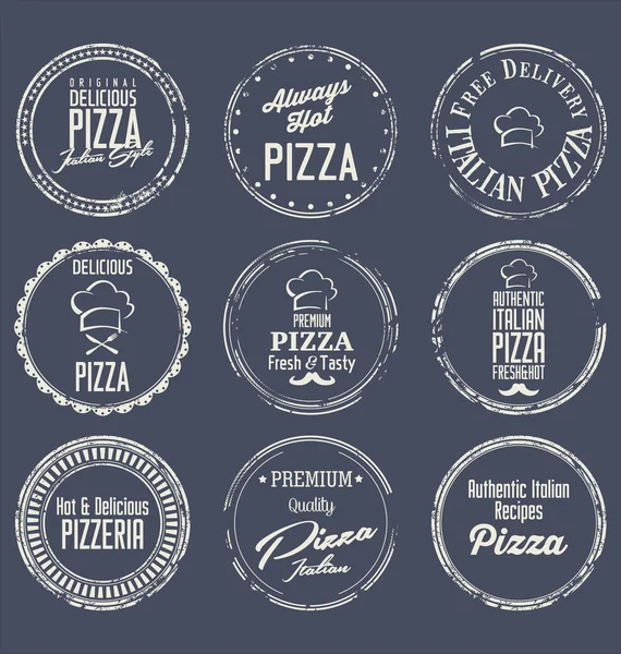 Pizza étiquettes rétro — Image vectorielle