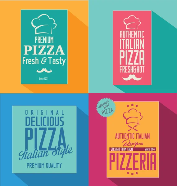 Etiquetas retro de pizza — Vector de stock