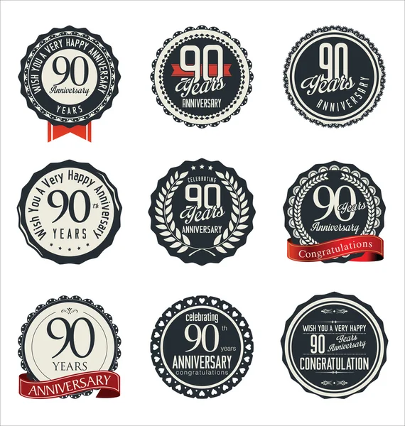 Anniversary retro badges and labels collection — Stock Vector