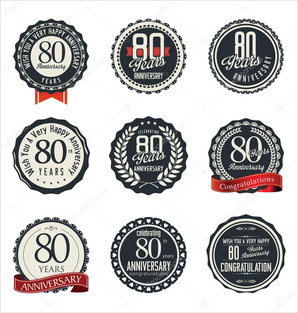 Anniversary retro badges and labels collection
