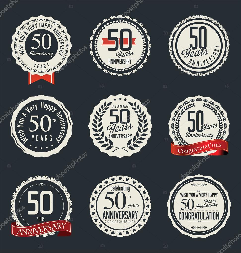 Anniversary retro badges and labels collection