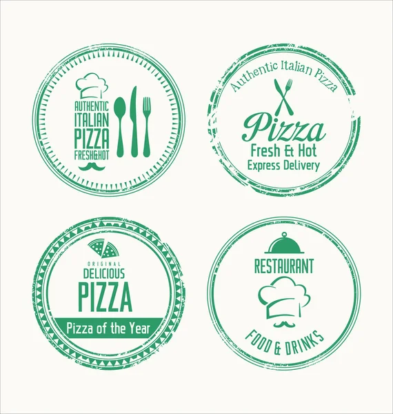 Selos de borracha grunge pizza — Vetor de Stock