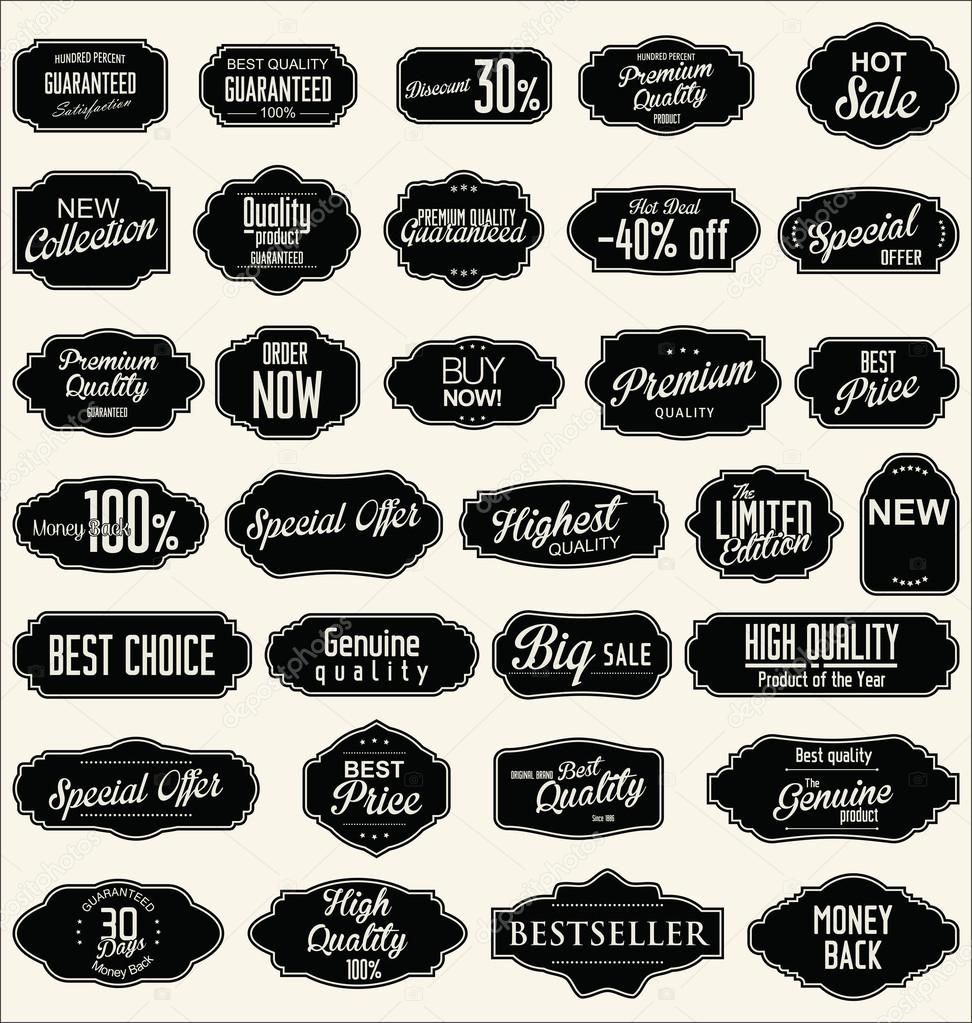 Collection of vintage retro labels