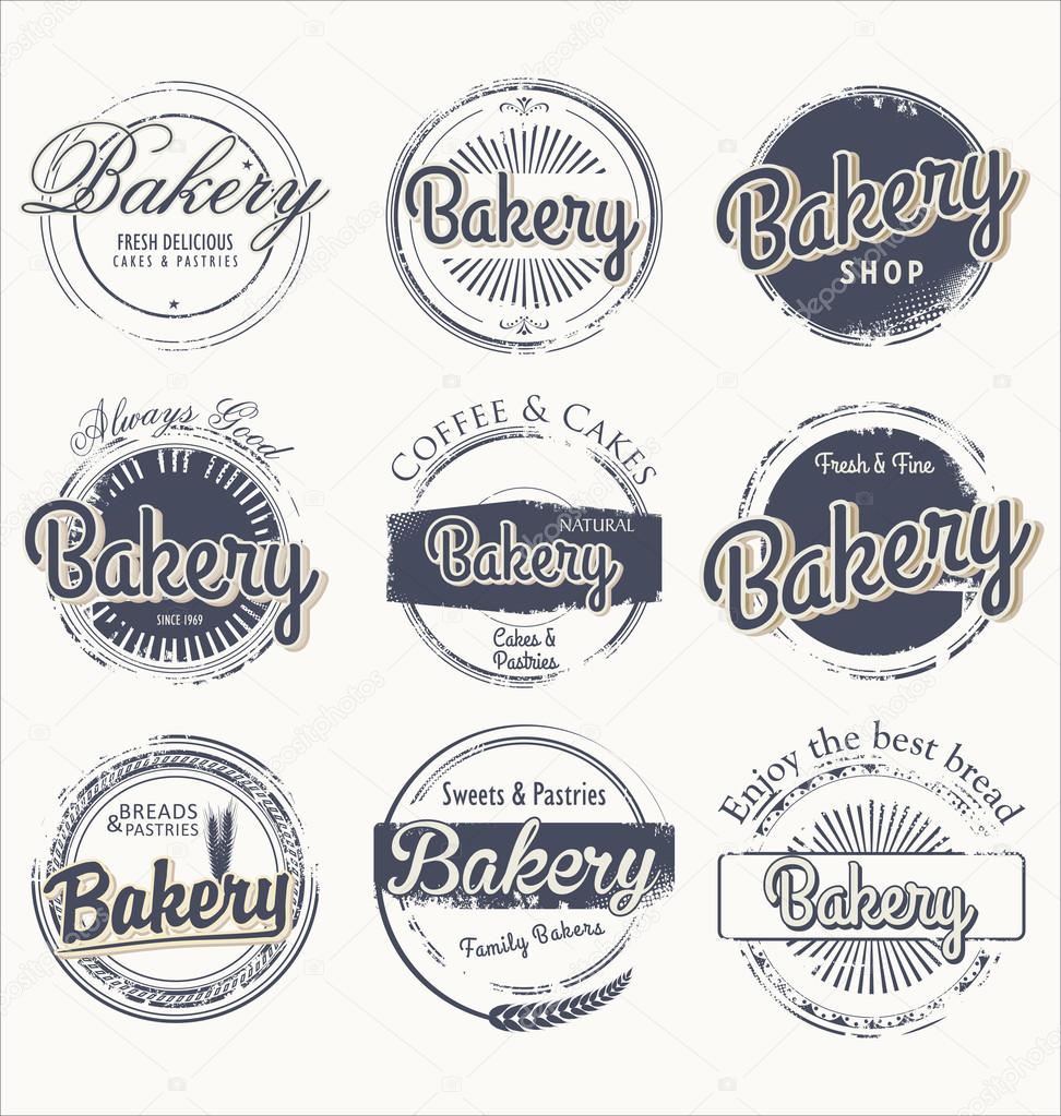 Set of bakery grunge labels