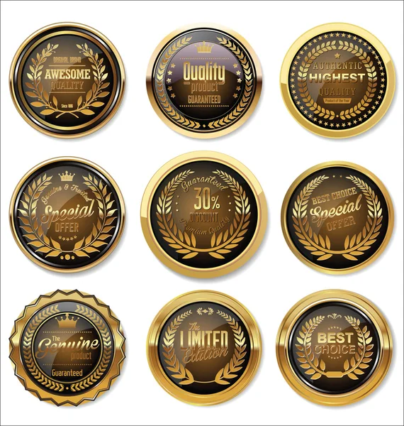 Gouden labels-collectie — Stockvector