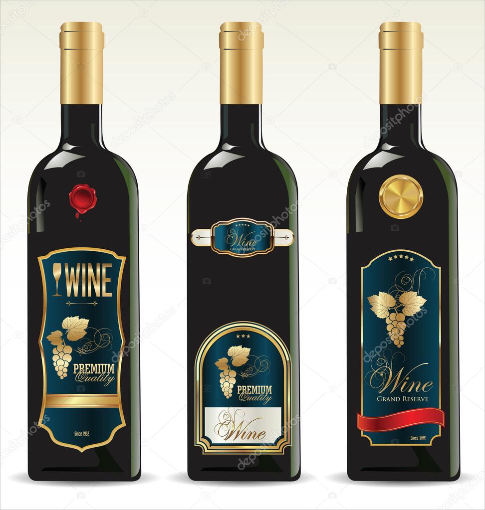 Bottles for wine with labels